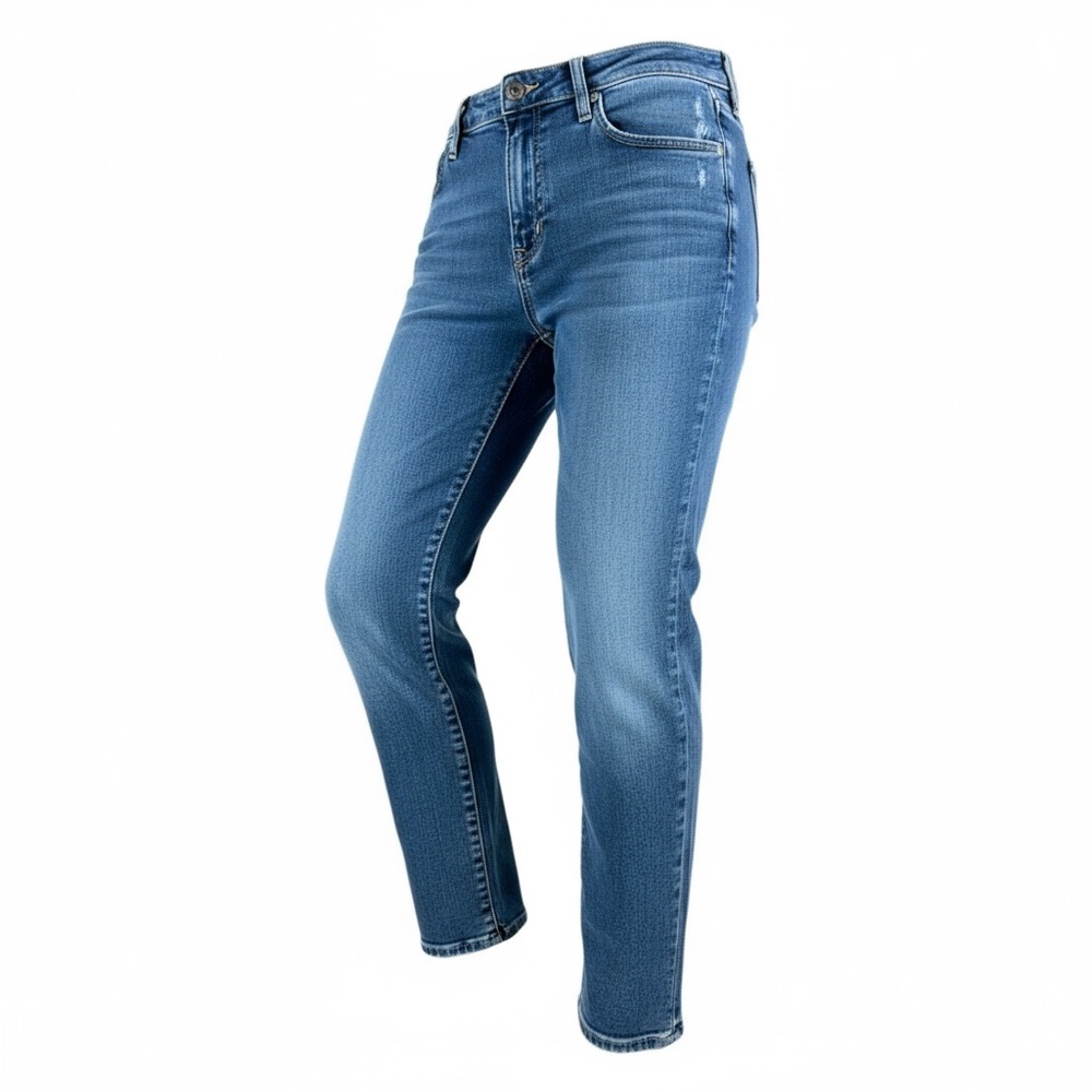 AG Women's Blue Straight Leg Jeans Mari crop high rise slim straight size 30